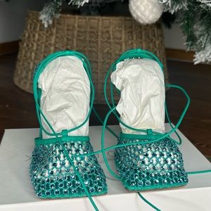 Bottega Veneta Sparkle Stretch Lace-Up Sandal